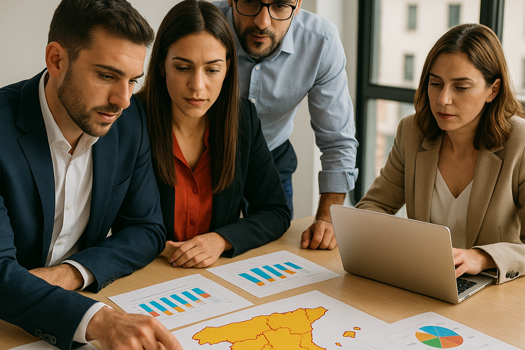 Equipo comercial trabajando en el desempeño de su fuerza de ventas.